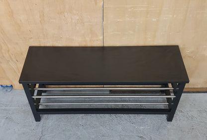 3 Tier Black Wood Shoe Rack with Chrome Section - 104841