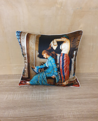 MAYRIDGES Silk Cushion Cover with Printed Design Zip - M150824-09