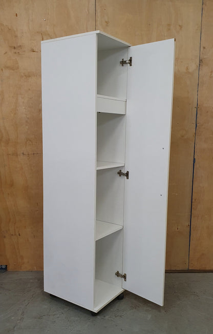 White Wood Single Door Wardrobe with 3 Internal Shelves - 104622