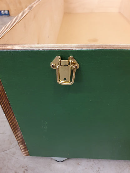 Dark Green Wooden Storage Trunk/Box with Removable Lid and Castor Wheels - 010525-02