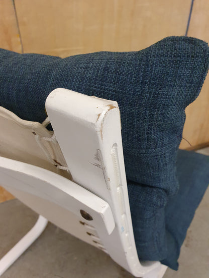 White Wood Easy Chair with Removable Seat Cushion and Head Rest - 100232