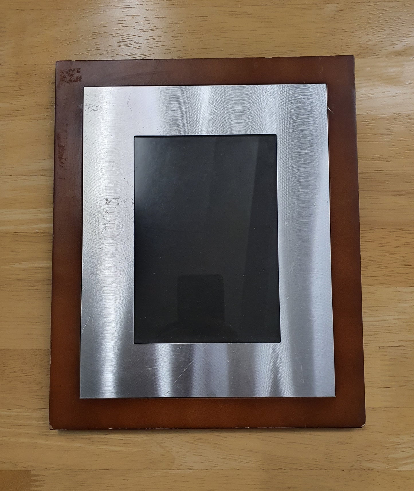 Small Silver and Wood Picture Frame - 121223-05