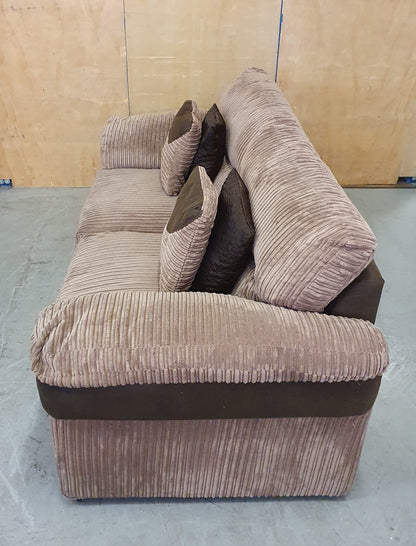 Brown Chunky Corduroy 2 Seater Sofa with Scatter Cushions - 1046111