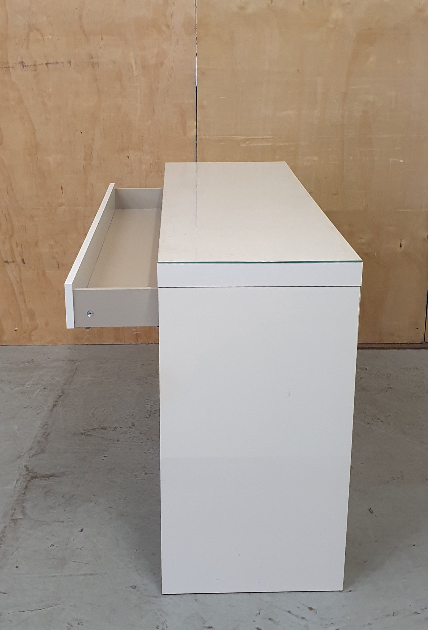 IKEA MALM White Wood Large Dressing Table with 1 Drawer and Removable Glass Top Surface - 104039