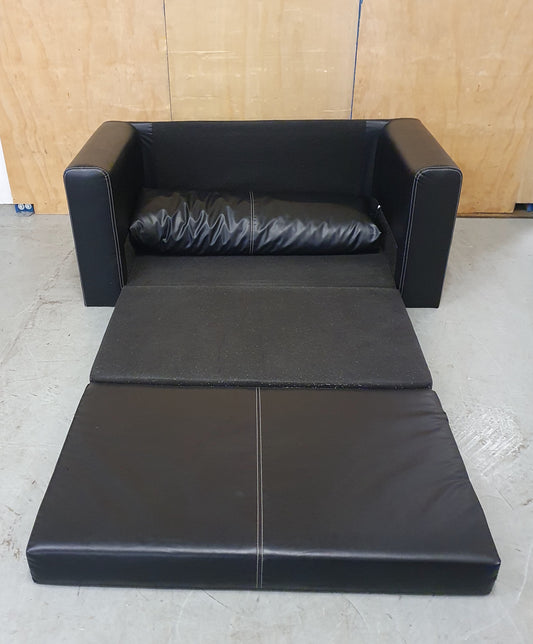 IKEA Black Faux Leather Pull Out Sofa Bed - EL104910