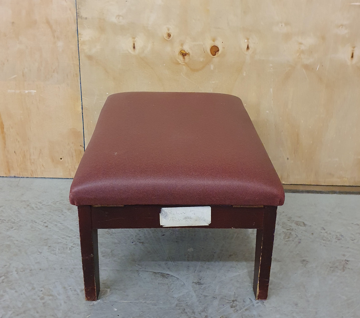 Maroon Vinyl Top Raised Wooden Footstool - EL102907