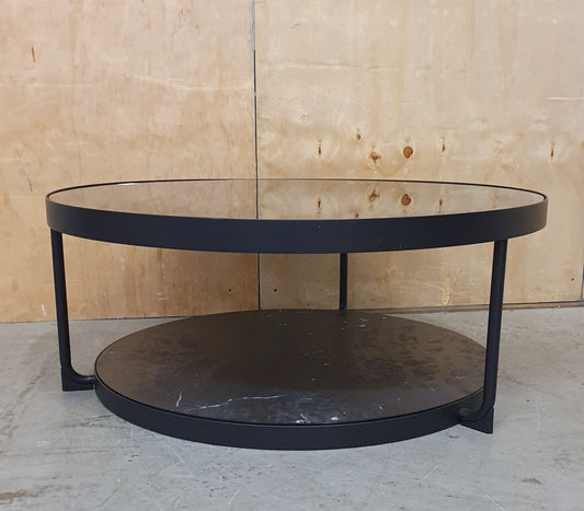 IKEA FROTORP Large Round 2 Tier Glass and Faux Marble Coffee Table - 104790