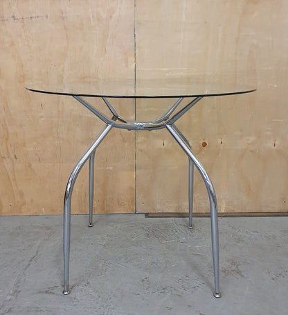Round Glass Top Dining Table with Chrome Legs - EL104902