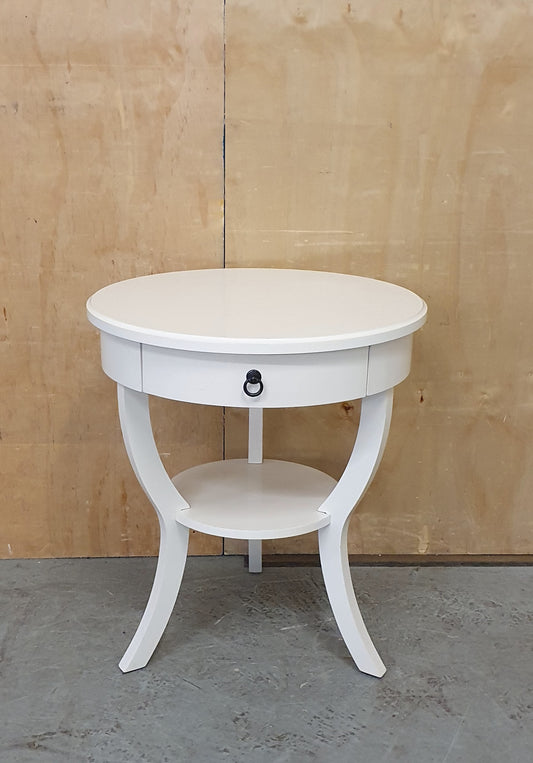 2 Tier Small Round Top 3 Leg Table with Drawer - EL104901