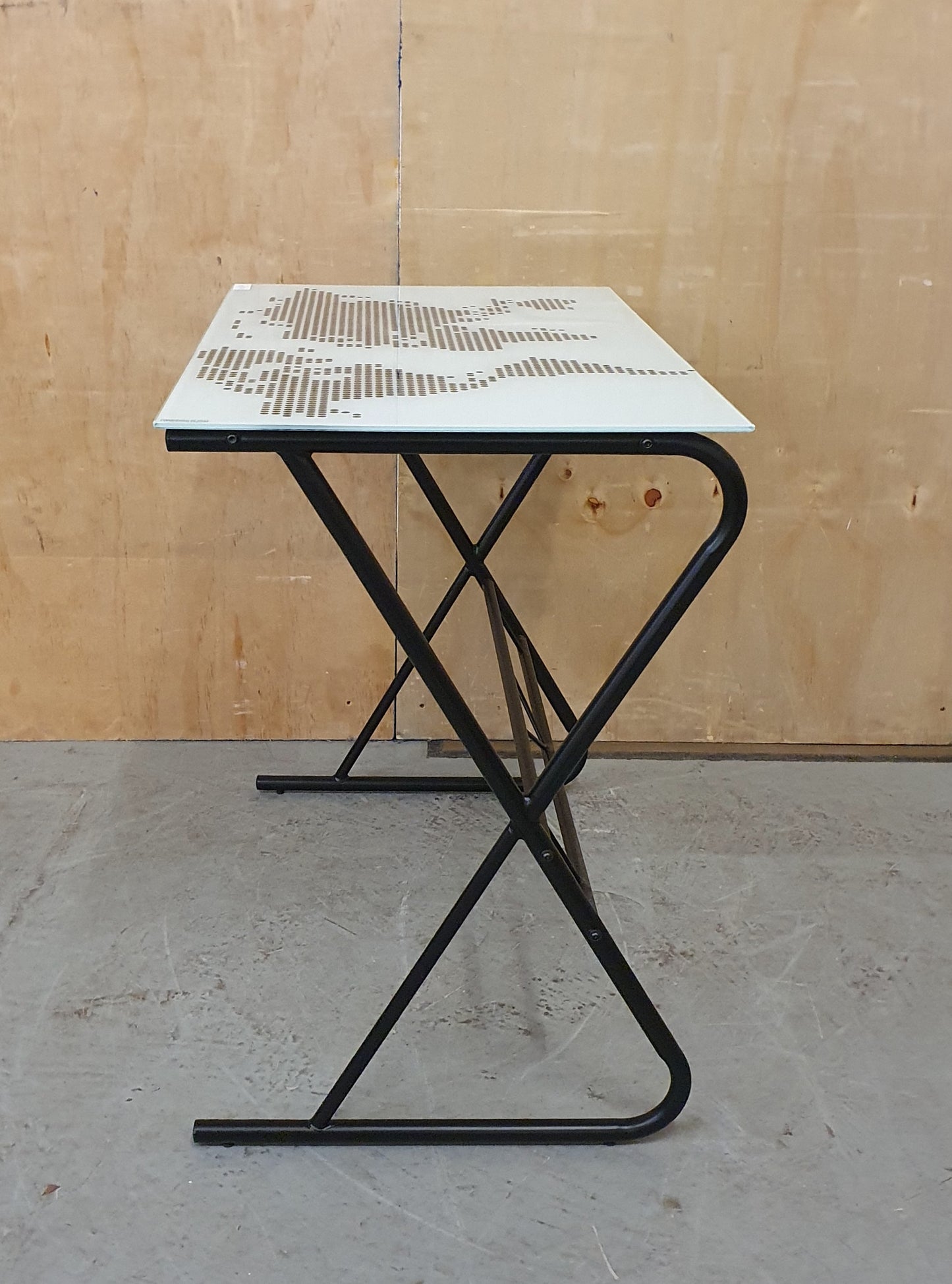 Tempered Glass Top Metal Base Desk with World Map Dotted Design - 103677