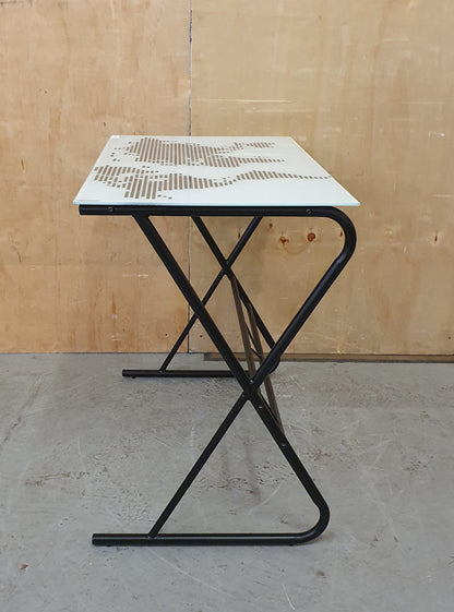 Tempered Glass Top Metal Base Desk with World Map Dotted Design - 103677
