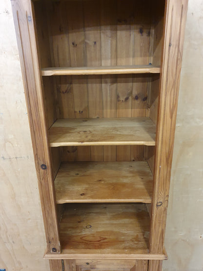 Tall Pine Display Cabinet with 3 Shelves and 1 Bottom Door - 104808