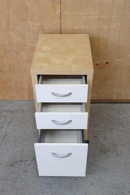 Small 3 Drawer Wood Filing Cabinet with Chrome Handles - EL104586