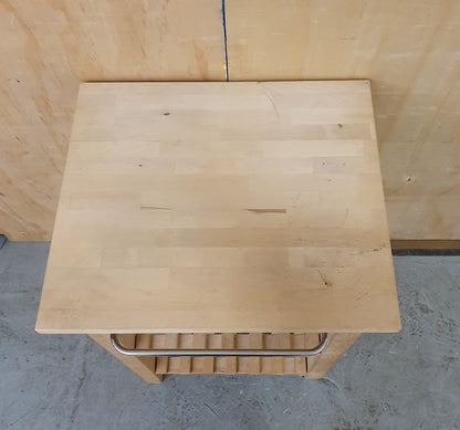 Wood Kitchen Trolly with Slatted Shelving and 2 Wheels - EL104535