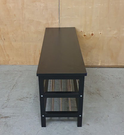 3 Tier Black Wood Shoe Rack with Chrome Section - 104841