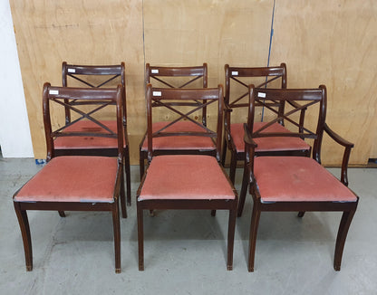 6 Matching Wood Frame Dining Chairs with Pink Soft Fabric Seats - 103464/103465/103466/103467/103468/103469