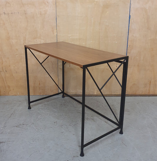 Small Modern Desk with Wood Top and Black Metal Frame - 104835