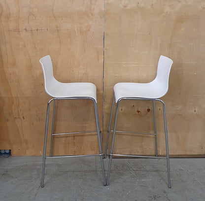 2 Matching Stackable White Bar Stools with Chrome Frame - EL104600 / EL104601