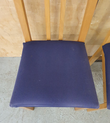 2 Matching Wood Dining Chairs with Blue Fabric Covered Seats - EL104557 / EL104558