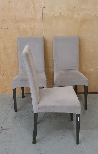 3 Matching Grey Soft Fabric Dining Chairs - 103939/103940/103941