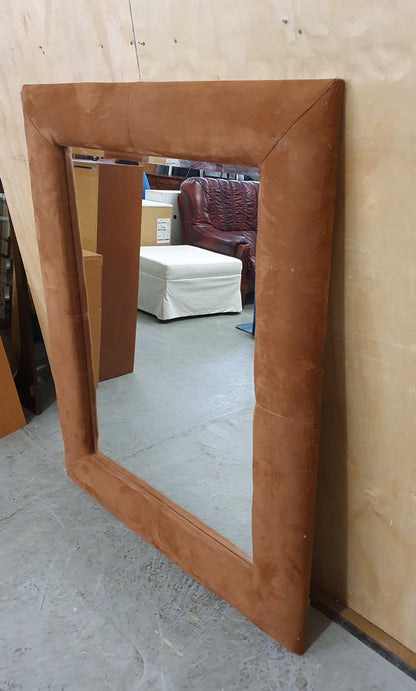 Large Brown Suede Hanging Mirror - 104817