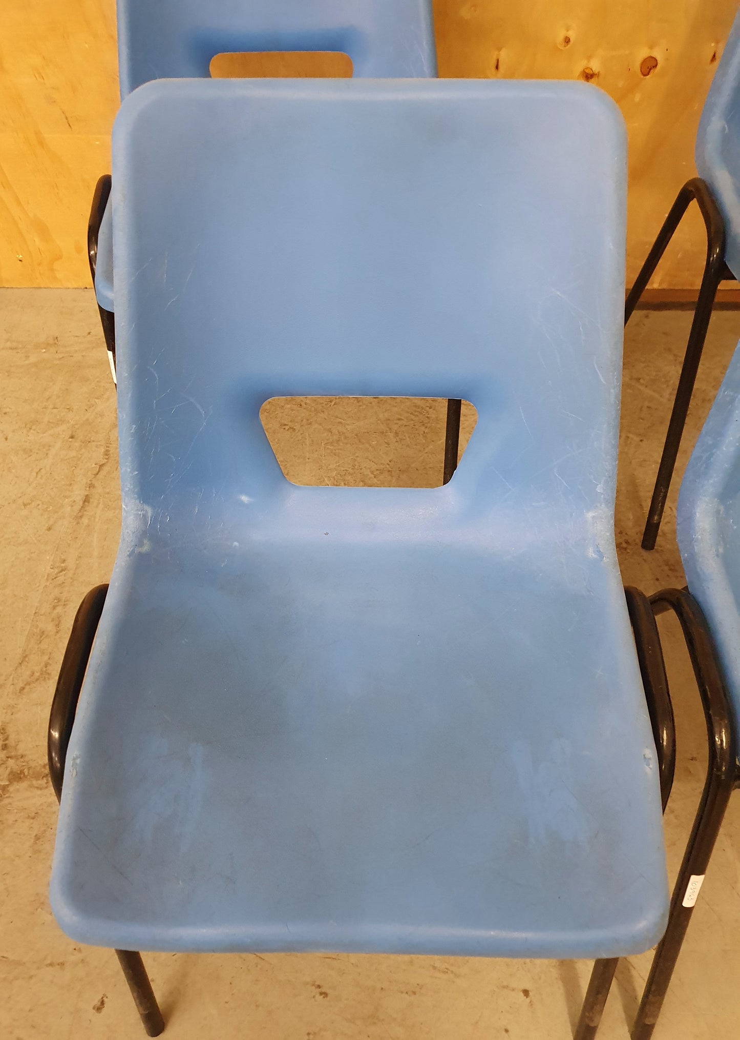 4 Matching Blue Plastic Stackable Chairs with Black Metal Legs - 103963/103964/103965/103966