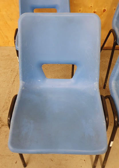4 Matching Blue Plastic Stackable Chairs with Black Metal Legs - 103963/103964/103965/103966