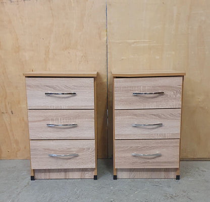 2 Matching Wood 3 Drawer Bedside Cabinets - EL104528 / EL104529