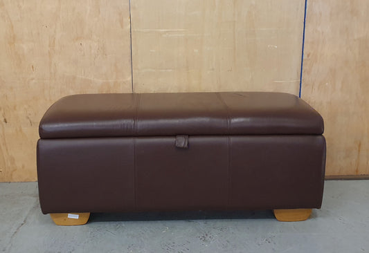 Large Brown Faux Leather Storage Ottoman - EL102803