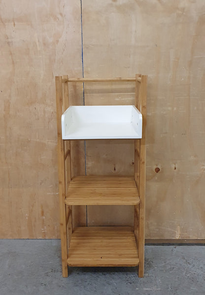 Small Bamboo Shelving Unit with White Top Section - 120925-01