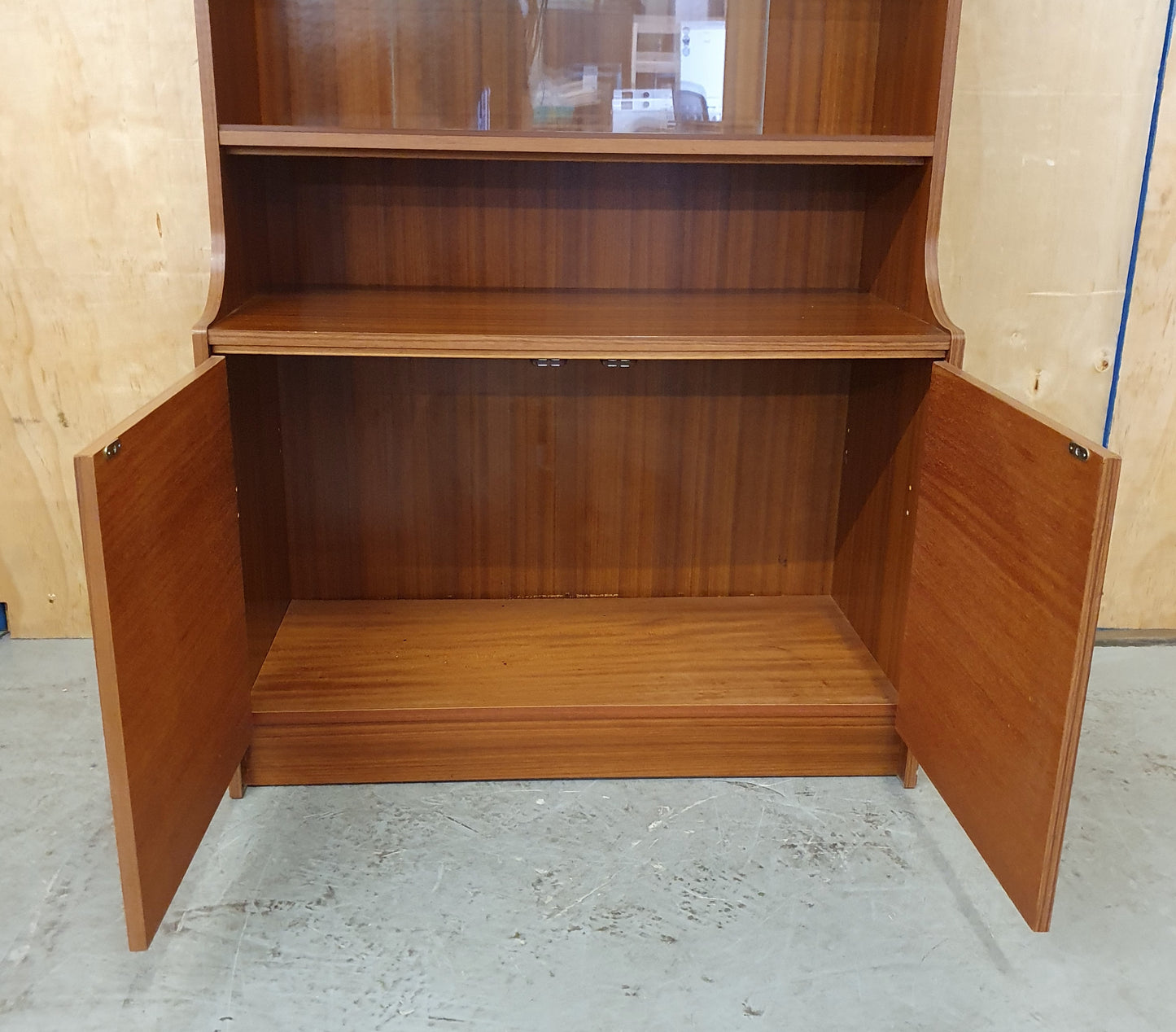 Vintage Glass Display Cabinet with Bottom Cabinet and Glass Shelves - 104463