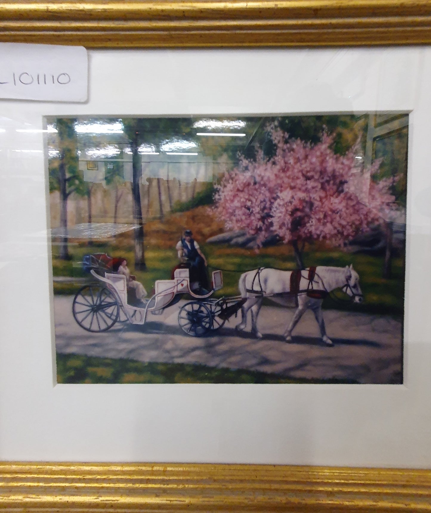 Horse and Carriage Art in Gold Frame - EL101110