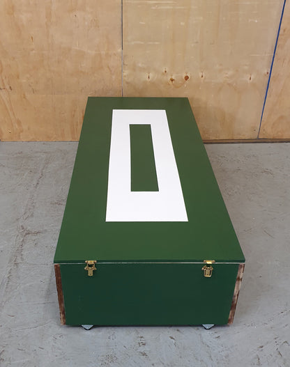Dark Green Wooden Storage Trunk/Box with Removable Lid and Castor Wheels - 010525-02