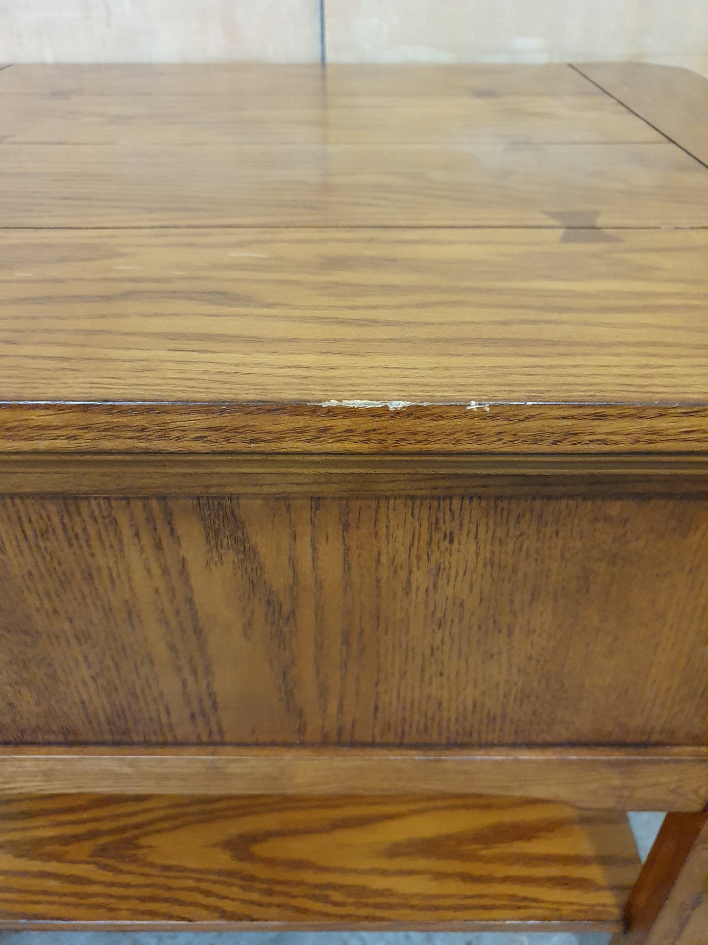 2 Tier Solid Oak Coffee Table with 1 Small Drawer and Slatted Side - 104842