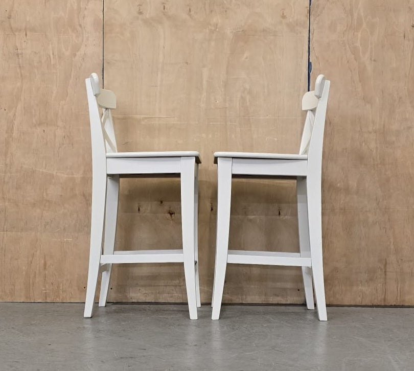 IKEA INGOLF White Wood Bar Stools - 100925-03