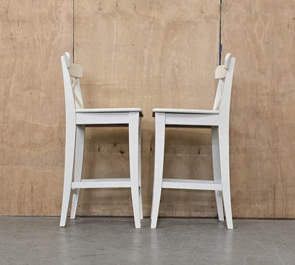 IKEA INGOLF White Wood Bar Stools - 100925-03