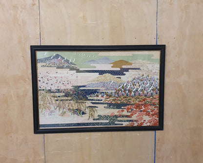Large Japanese Inspired Print in Black Wood Frame - EL104246