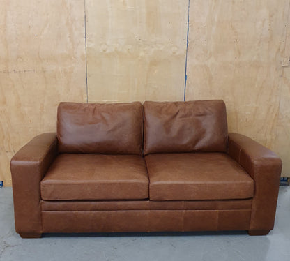 NEXT Brown Soft Leather 2 Seater Sofa Bed - 103909