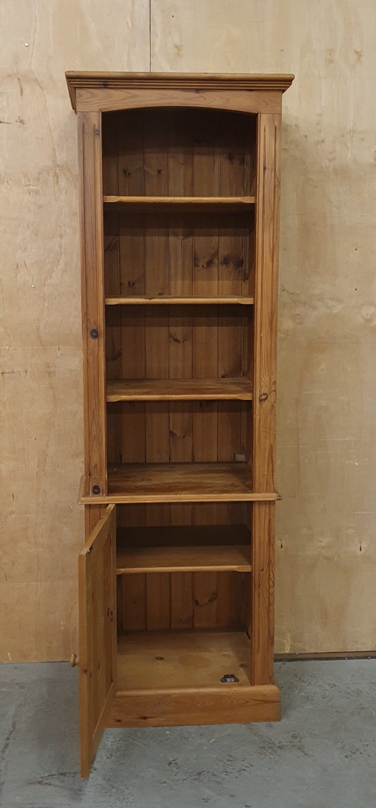 Tall Pine Display Cabinet with 3 Shelves and 1 Bottom Door - 104808