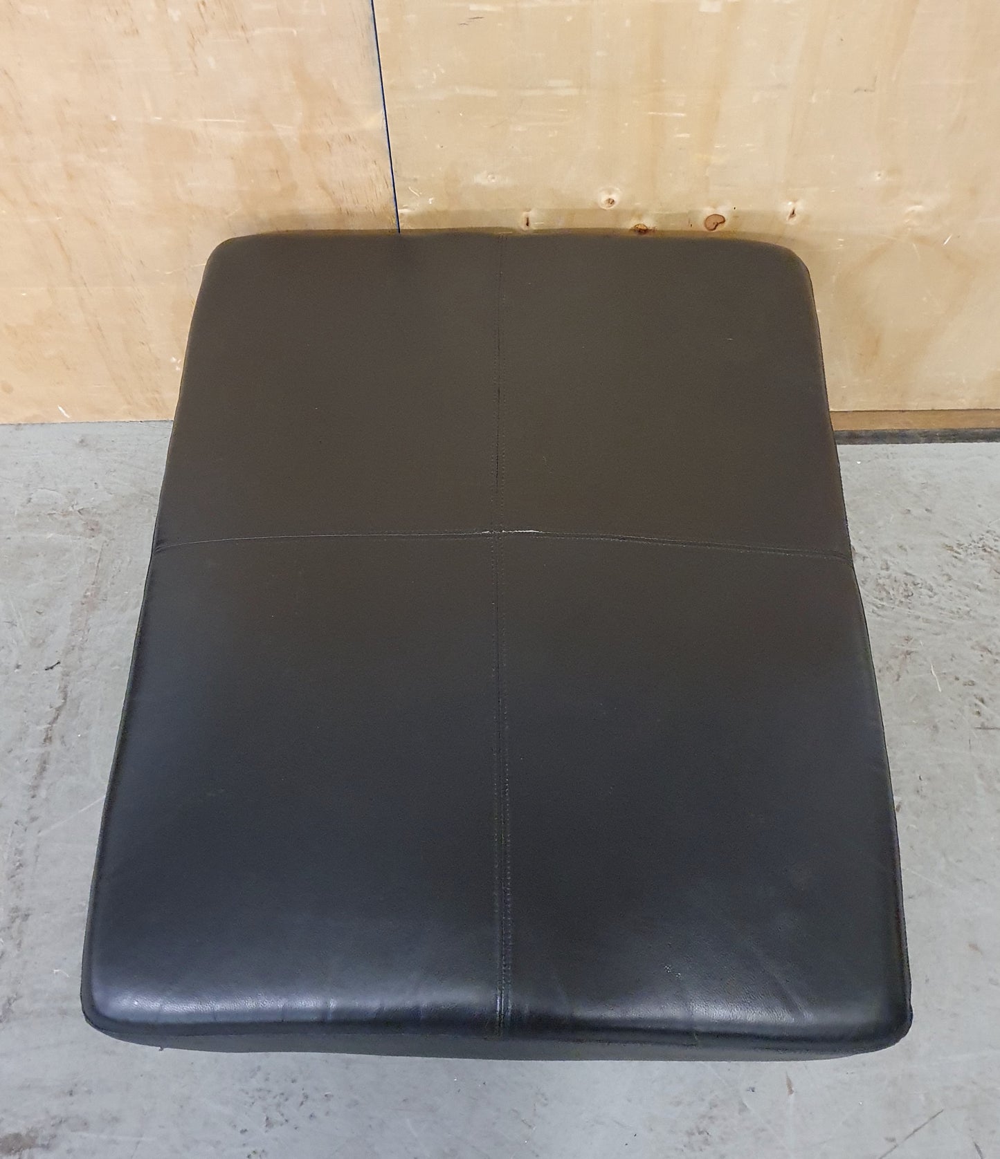 Large Black Faux Leather Ottoman / Pouffe - 104827