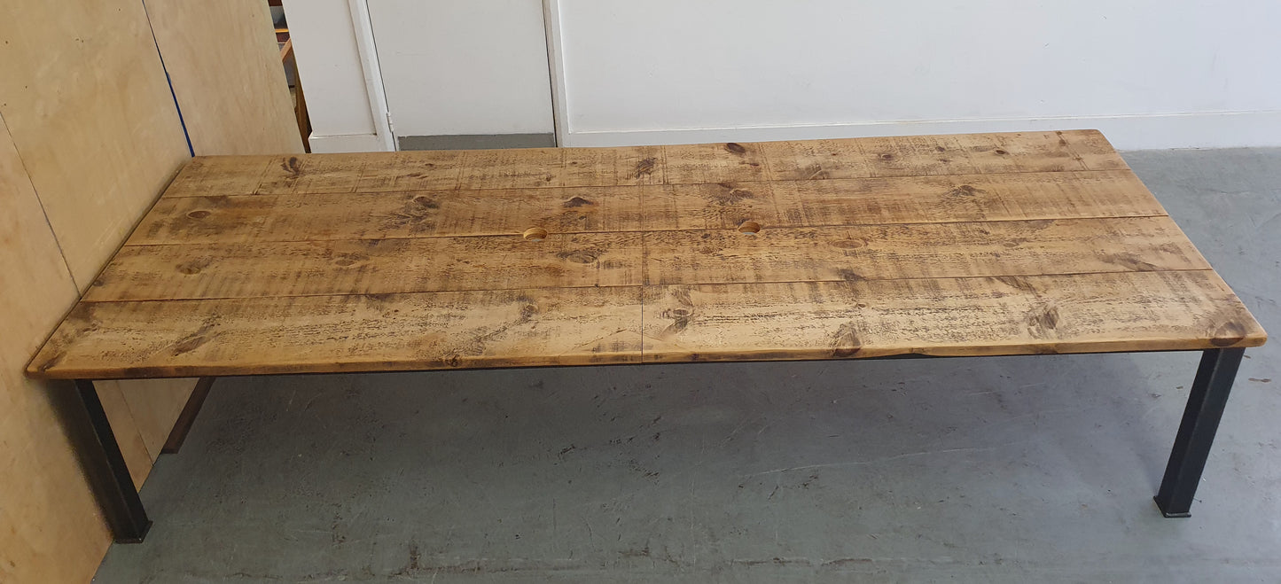 Extra Large Wood Top Conference Table with Metal Frame and Cable Holes - 104288