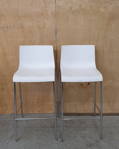2 Matching Stackable White Bar Stools with Chrome Frame - EL104600 / EL104601