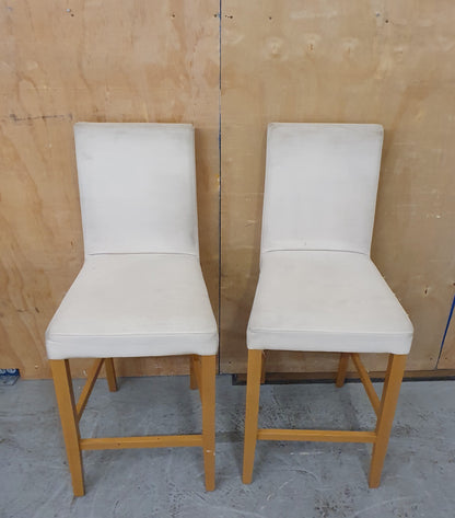 2 Matching Cream Fabric Covered Bar Stools - EL104227 / EL104228