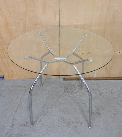 Round Glass Top Dining Table with Chrome Legs - EL104902