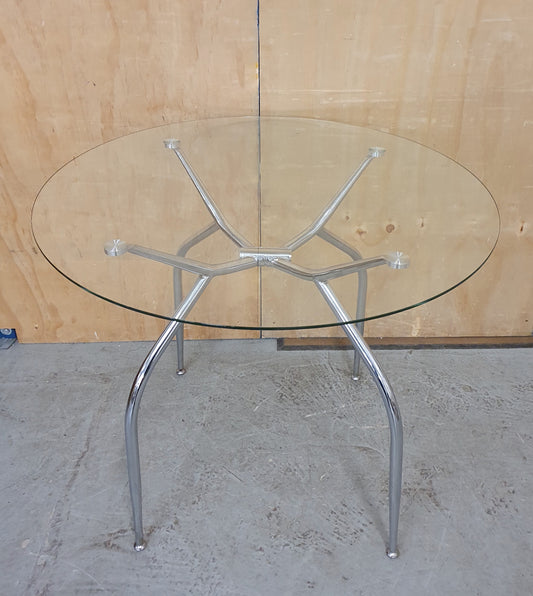 Round Glass Top Dining Table with Chrome Legs - EL104902