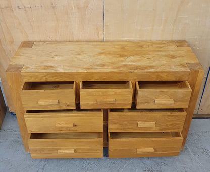 Large Oak 7 Drawer Chest of Drawers with Block Handles - 104486