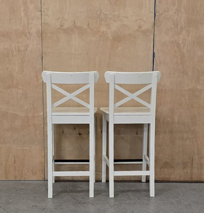 IKEA INGOLF White Wood Bar Stools - 100925-03