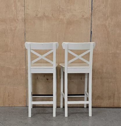 IKEA INGOLF White Wood Bar Stools - 100925-03