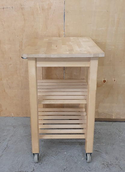 Wood Kitchen Trolly with Slatted Shelving and 2 Wheels - EL104535