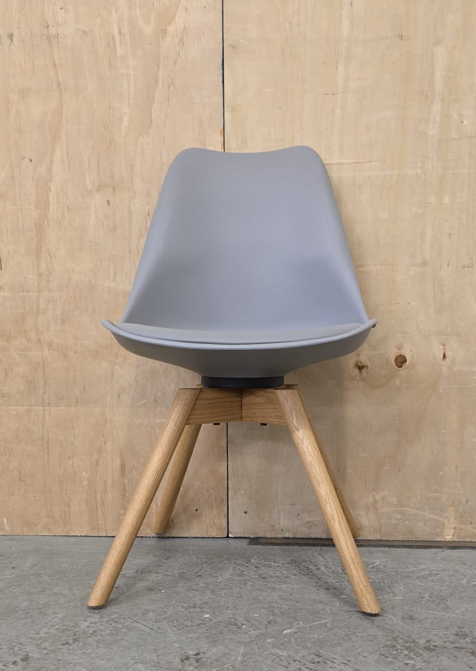 Single Grey Chair with Cushioned Seat and Wooden Legs - 104762